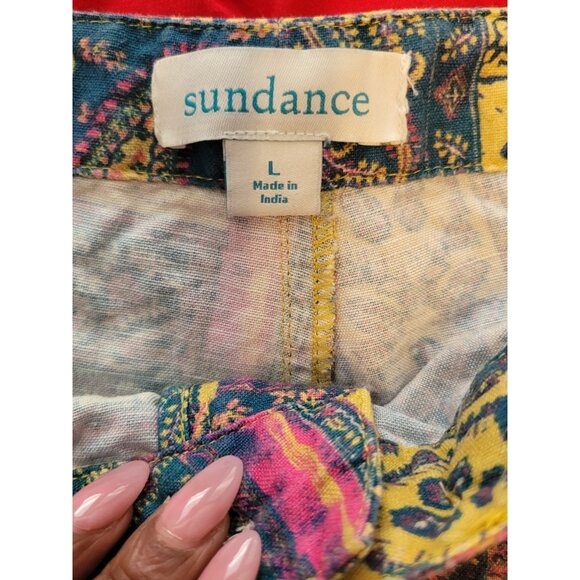 Sundance Linen Patchwork Womens Kalini Shorts Size L Tassel Boho Beach Festive - Picture 6 of 12